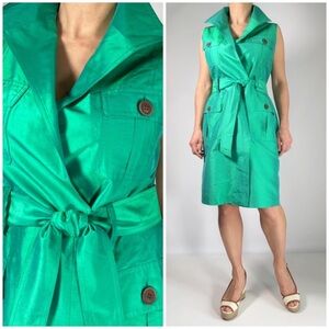 TERI JON Rickie Freeman double breasted silk dress green 12